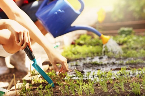 Flower bed creation in Merton with colorful border planting